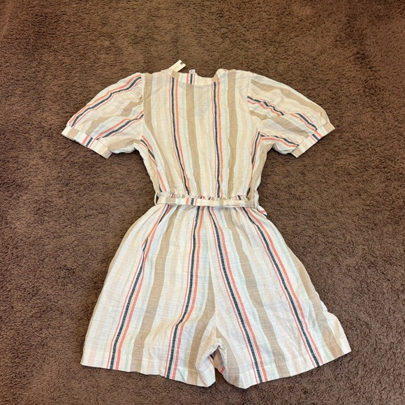 Anthropologie Amadi Striped 100% Cotton Romper Short Sleeve Belted M NEW $140 - Picture 11 of 13